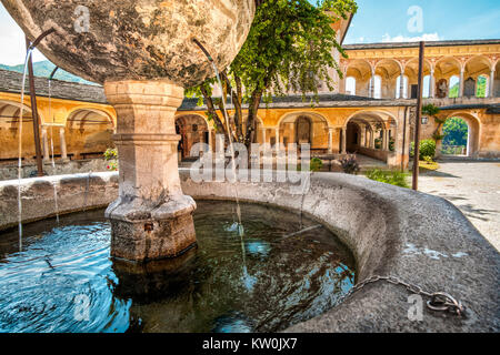 fountain gushing closeup quench thirsty water ancient architectu Stock Photo