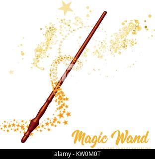 Magic wand with stars on white background Stock Vector