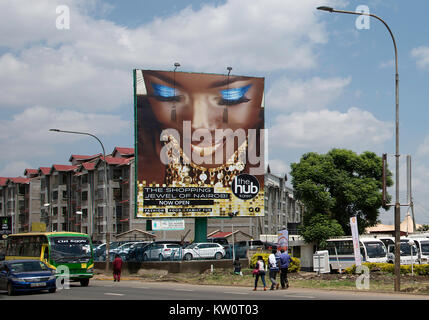 Busy street in the city of Nairobi, Kenya Stock Photo