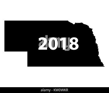 Map of Nebraska 2018 Stock Photo