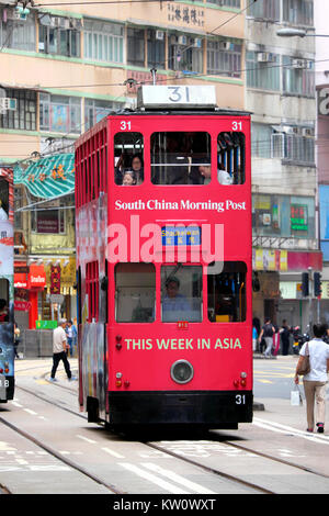 Tram, Hong Kong Island, China Stock Photo