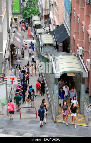 Central–Mid-Levels escalator and walkway system, Hong Kong Island, China Stock Photo