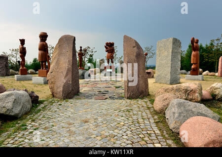 Experience park pond country, low lukewarm seat, new village, Slavic god's grove in the experience park pond country , Erlebnispark Teichland, Niederl Stock Photo