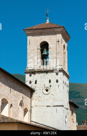 Belfry of the San Benedetto Church in Norcia (before the earthquake 2016), Umbria, Italy Stock Photo