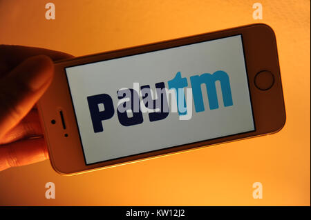 Paytm logo on a phone Stock Photo