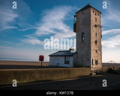 Aldeburgh South Beach Lookout. Old Lifeboat station. Stock Photo