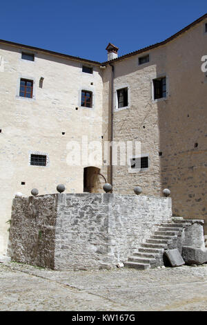 Inner yard of big fortress in Pazin, Istria, Croatia Stock Photo