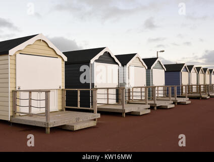 Beach huts in row on St Annes promenade saint annes on the sea lancashire Stock Photo