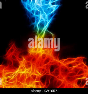 Red and blue fire on balck background Stock Photo - Alamy
