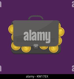 Suitcase with euro coins Stock Vector