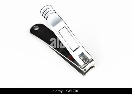 Stainless steel nail clippers isolated on white background Stock Photo