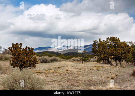 Taos mountains covered with snow Stock Photo