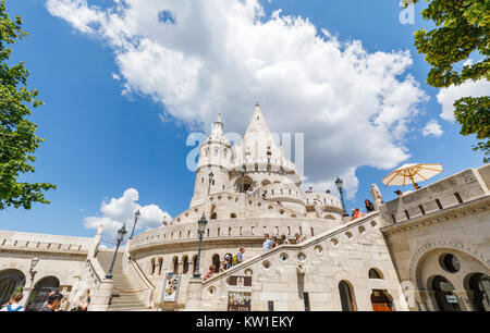 Iconic historic building, Fisherman's Bastion with elaborate architecture, Castle District, Buda, Budapest, capital city of Hungary, central Europe Stock Photo