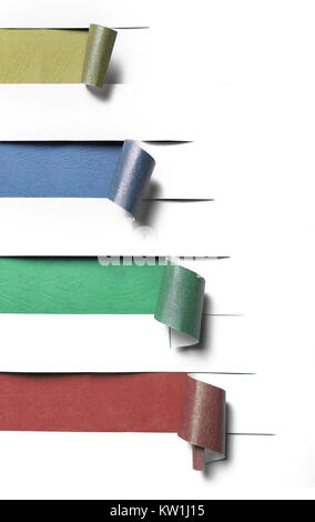 ripped white paper on a various color Stock Photo
