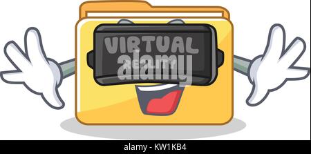 With virtual reality folder character cartoon style Stock Vector