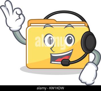 With headphone folder character cartoon style Stock Vector