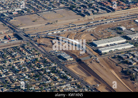Aerial view of interchange construction on interstate 10 near Phoenix Arizona Stock Photo