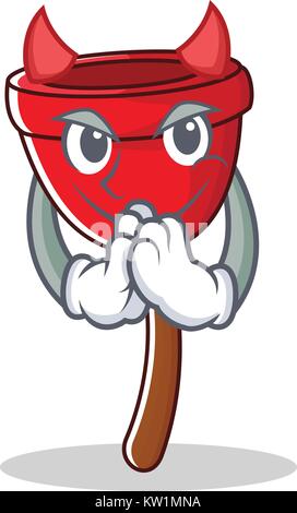 Devil plunger character cartoon style Stock Vector
