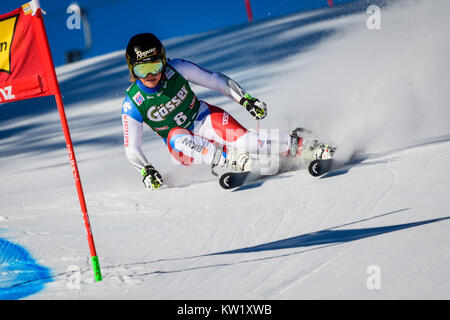 Lienz, Austria. 29th Dec, 2017. Lara Gut of Switzerland competes during the FIS World Cup Ladies Giant Slalom race in Lienz, Austria on December 29, 2017. Credit: Jure Makovec/Alamy Live News Stock Photo