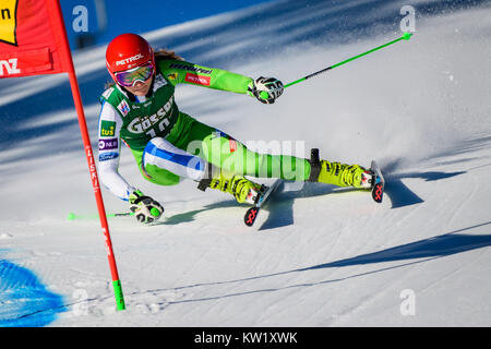 Lienz, Austria. 29th Dec, 2017. Ana Drev of Slovenia competes during the FIS World Cup Ladies Giant Slalom race in Lienz, Austria on December 29, 2017. Credit: Jure Makovec/Alamy Live News Stock Photo