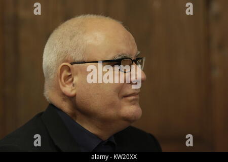 Basel, Switzerland. 29th December 2017. Lukas Kundert, the President of the Church Council (equivalent of a Bishop) of the Evangelical-Reformed Church of the Canton Basel-Stadt in Switzerland, is pictured at the press conference. unity also held a press conference with some informations about the meeting. Credit: Michael Debets/Alamy Live News Stock Photo