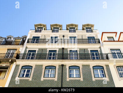 Many lofts in old buildings have been renovated in the historic center of Lisbon, Portugal Stock Photo