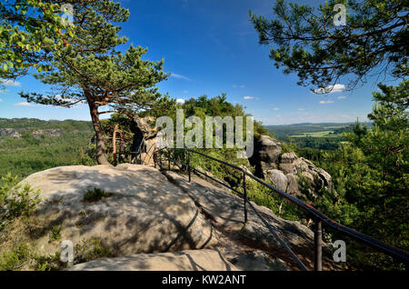 Elbsandsteingebirge, promising burr way in the Schrammsteinmassiv, aussichtsvoller Gratweg im Schrammsteinmassiv Stock Photo