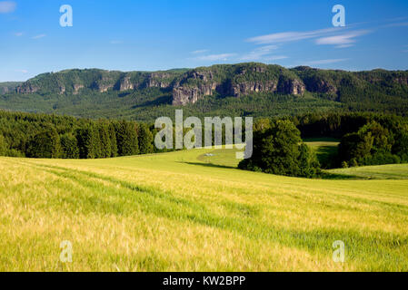 Elbsandsteingebirge, Saxon Switzerland, simian stones and small Winterberg of the panoramic way, Sächsische Schweiz, Affensteine und Kleiner Winterber Stock Photo