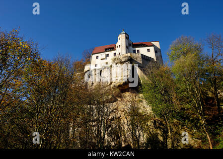 Elbsandstein, castle travesty stone, Burg Hohnstein Stock Photo