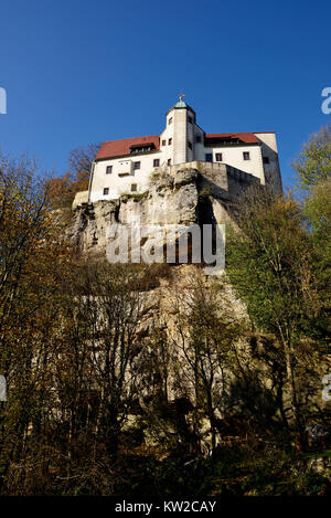 Elbsandstein, castle travesty stone, Burg Hohnstein Stock Photo