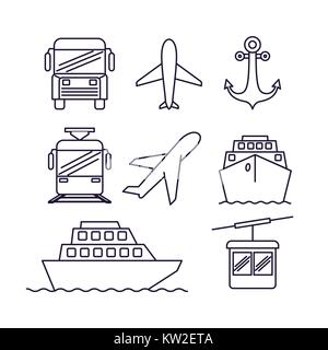 means of transport in monochrome silhouette Stock Vector