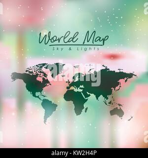 world map in green color and multicolor opacity background Stock Vector