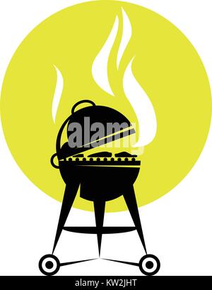 Smoking barbecue grill roaster - bbq party poster Stock Vector