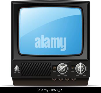 Retro tv set with blank screen  - vintage television, front view Stock Vector