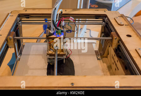 TRENTO, Italy, june 2017: Ultimaker original 3D printers in the new Science Museum in Trento, Trentino South Tyrol, Italy. Close-up details Stock Photo