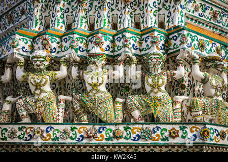 Detail of statues, Wat Arun, Temple of the Dawn, Bangkok, Thailand. Stock Photo