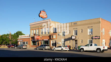 CODY, WYOMING - JUNE 23, 2017: The Irma Hotel. Built by William F. Buffalo Bill Cody, the city's co-founder and namesake who named it after his daught Stock Photo