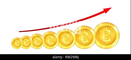 Infographic Uptrend Line Arrow for Bitcoin Sign on White Background Stock Vector