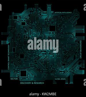 High Tech Circuit Board, Technology Computer Background Stock Vector