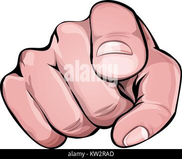 Illustration of a human hand icon with index finger poiting, for hiring or warning message Stock Vector