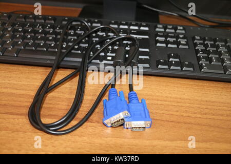 VGA cable on the table Stock Photo