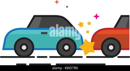 Car Crash Accident flat vector icon. Simple solid symbol isolated on ...