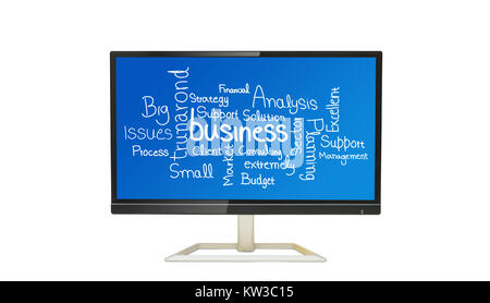 Business Related Words collage on Digital display white background. Stock Photo