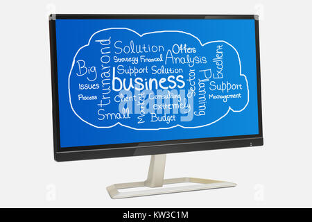 Business Related Words collage on Digital display white background. Stock Photo