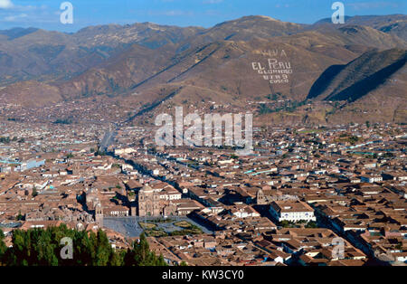 Overview of Cusco from Sacsayhuaman,Peru Stock Photo