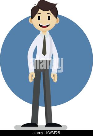 funny cartoon businessman portrait, concept vector illustration Stock Vector