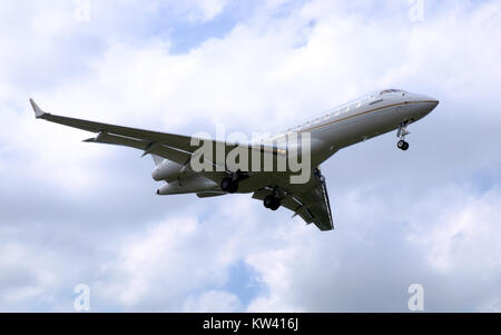 Bombardier Global 6000 corporate jet plane SE-RMT of SAAB AB taking off ...