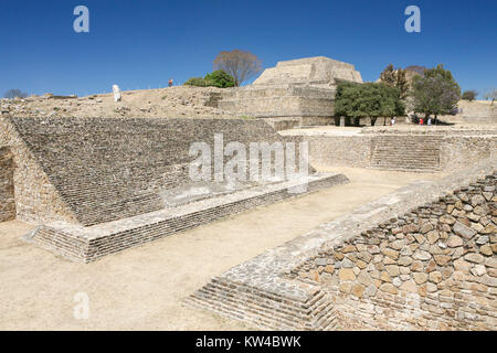 View of Monte Alban, a large pre-Columbian archaeological site, Santa Cruz Xoxocotlan Municipality, Oaxaca Stateб Mexico. Belongs to the list of UNESC Stock Photo