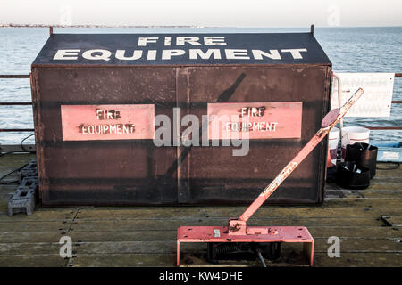 Old Fire Equipment Cabinet on Southend Pier Stock Photo