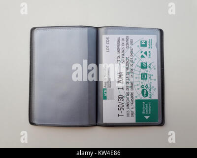 Black vertical credit card holder with 10 pockets   C Stock Photo